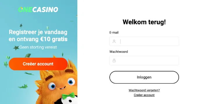 One Casino registratie banner